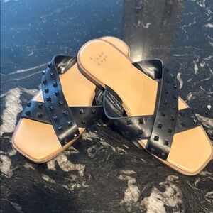 A New Day Black Studded Slide Sandals